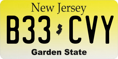 NJ license plate B33CVY