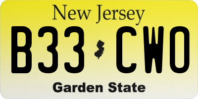 NJ license plate B33CWO