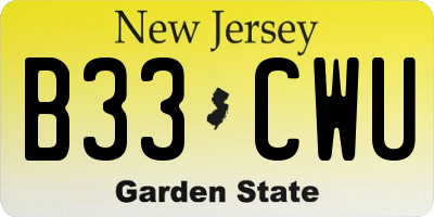 NJ license plate B33CWU