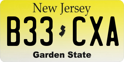 NJ license plate B33CXA