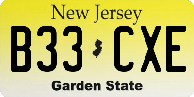 NJ license plate B33CXE