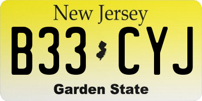 NJ license plate B33CYJ