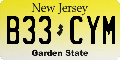 NJ license plate B33CYM