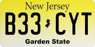 NJ license plate B33CYT