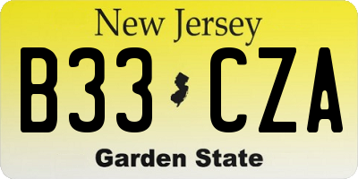 NJ license plate B33CZA