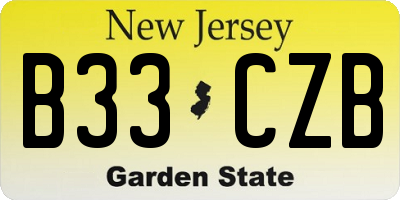 NJ license plate B33CZB