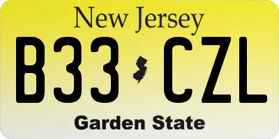 NJ license plate B33CZL