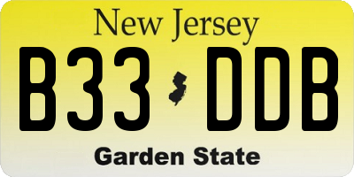 NJ license plate B33DDB