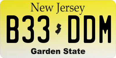 NJ license plate B33DDM