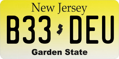 NJ license plate B33DEU