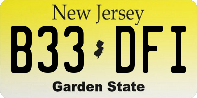 NJ license plate B33DFI