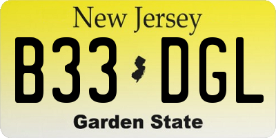 NJ license plate B33DGL
