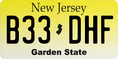 NJ license plate B33DHF