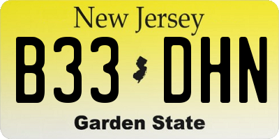 NJ license plate B33DHN