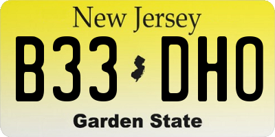 NJ license plate B33DHO
