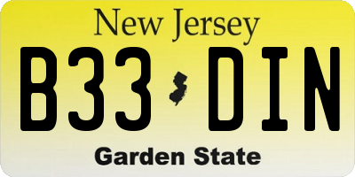 NJ license plate B33DIN