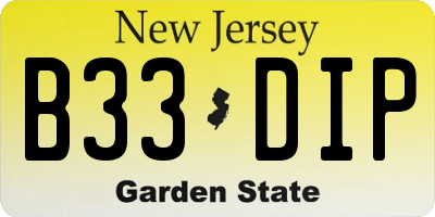 NJ license plate B33DIP