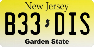 NJ license plate B33DIS