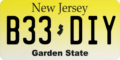 NJ license plate B33DIY