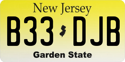 NJ license plate B33DJB