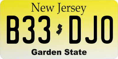 NJ license plate B33DJO
