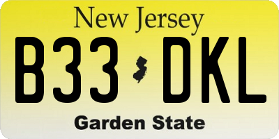 NJ license plate B33DKL