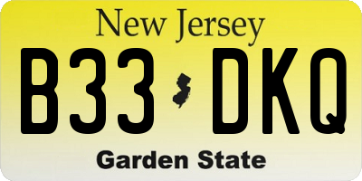 NJ license plate B33DKQ