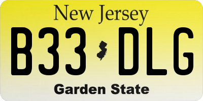 NJ license plate B33DLG