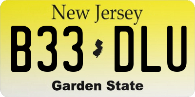 NJ license plate B33DLU
