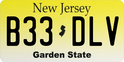 NJ license plate B33DLV