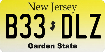 NJ license plate B33DLZ