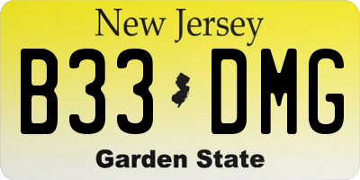 NJ license plate B33DMG