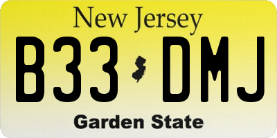 NJ license plate B33DMJ