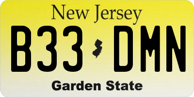 NJ license plate B33DMN