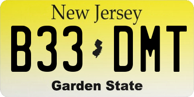NJ license plate B33DMT