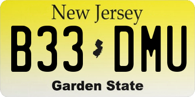 NJ license plate B33DMU