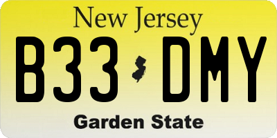 NJ license plate B33DMY
