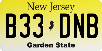 NJ license plate B33DNB