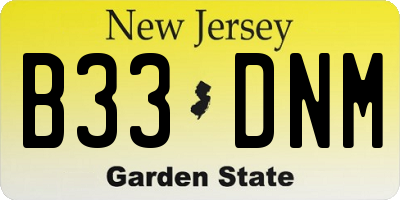 NJ license plate B33DNM