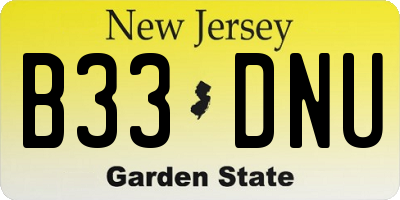 NJ license plate B33DNU