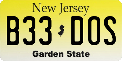 NJ license plate B33DOS