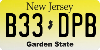NJ license plate B33DPB