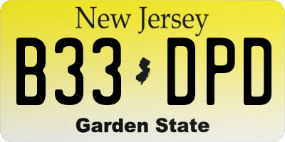 NJ license plate B33DPD
