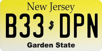 NJ license plate B33DPN