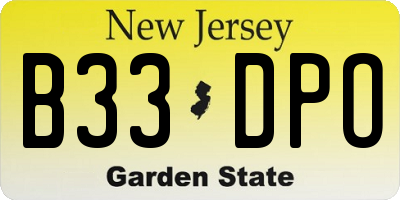 NJ license plate B33DPO
