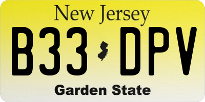 NJ license plate B33DPV