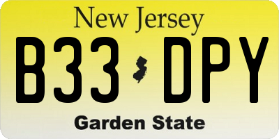 NJ license plate B33DPY