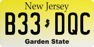 NJ license plate B33DQC