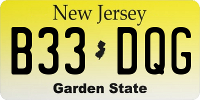 NJ license plate B33DQG