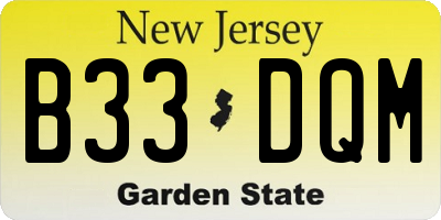 NJ license plate B33DQM